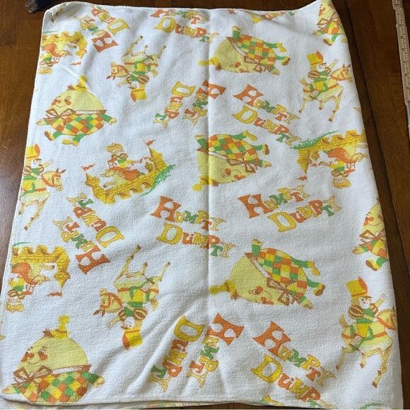 Vintage Humpty Dumpty Mother Goose Nursery Rhymes Baby Flannel Blanket 40”x24” - Picture 3 of 6